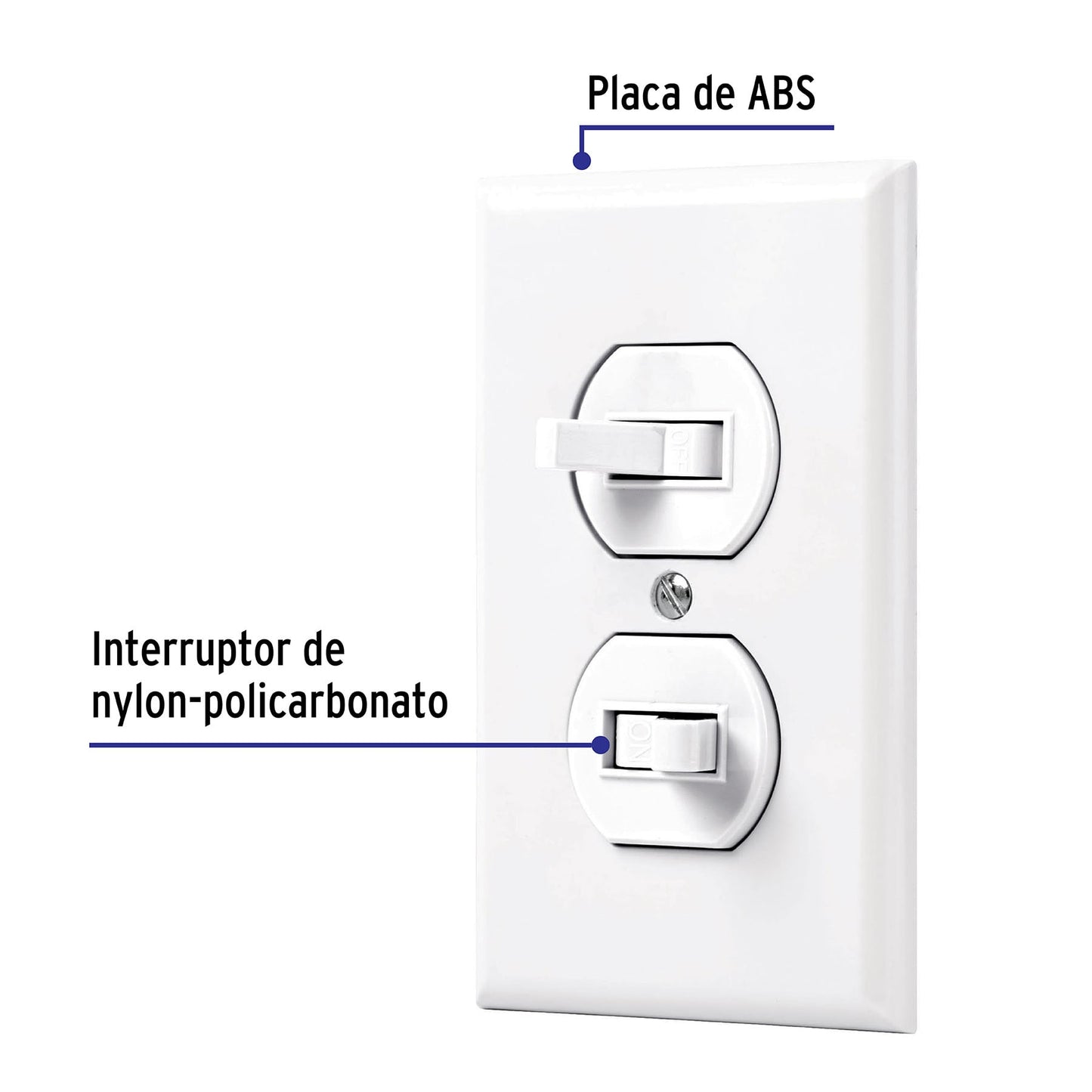 Placa armada 2 interruptores sencillo, línea Standard, blanc | PA-APDO-SB | 45953