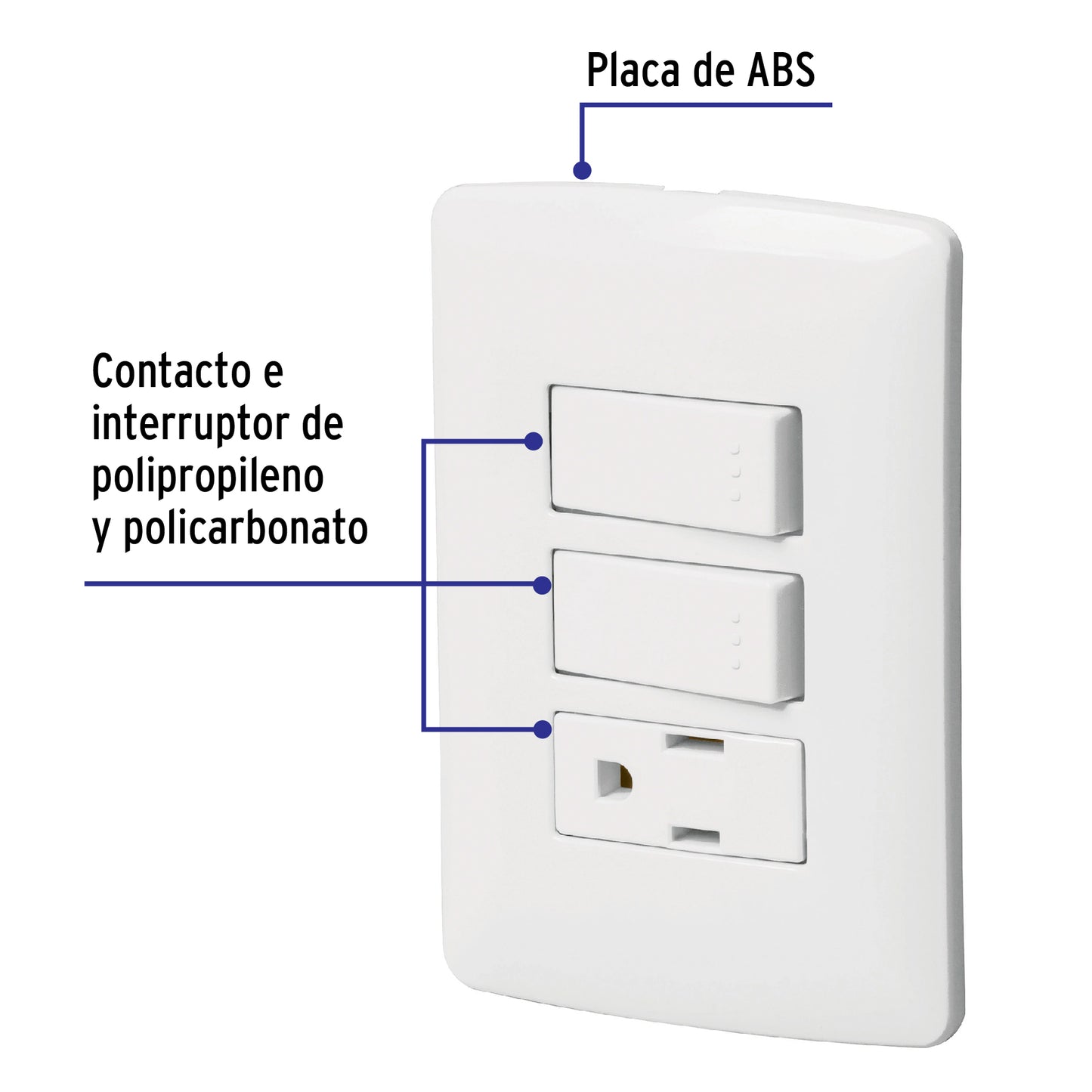Placa armada contacto 2 interruptores,blanco, línea Italiana | PA-APCO-I2B | 46456