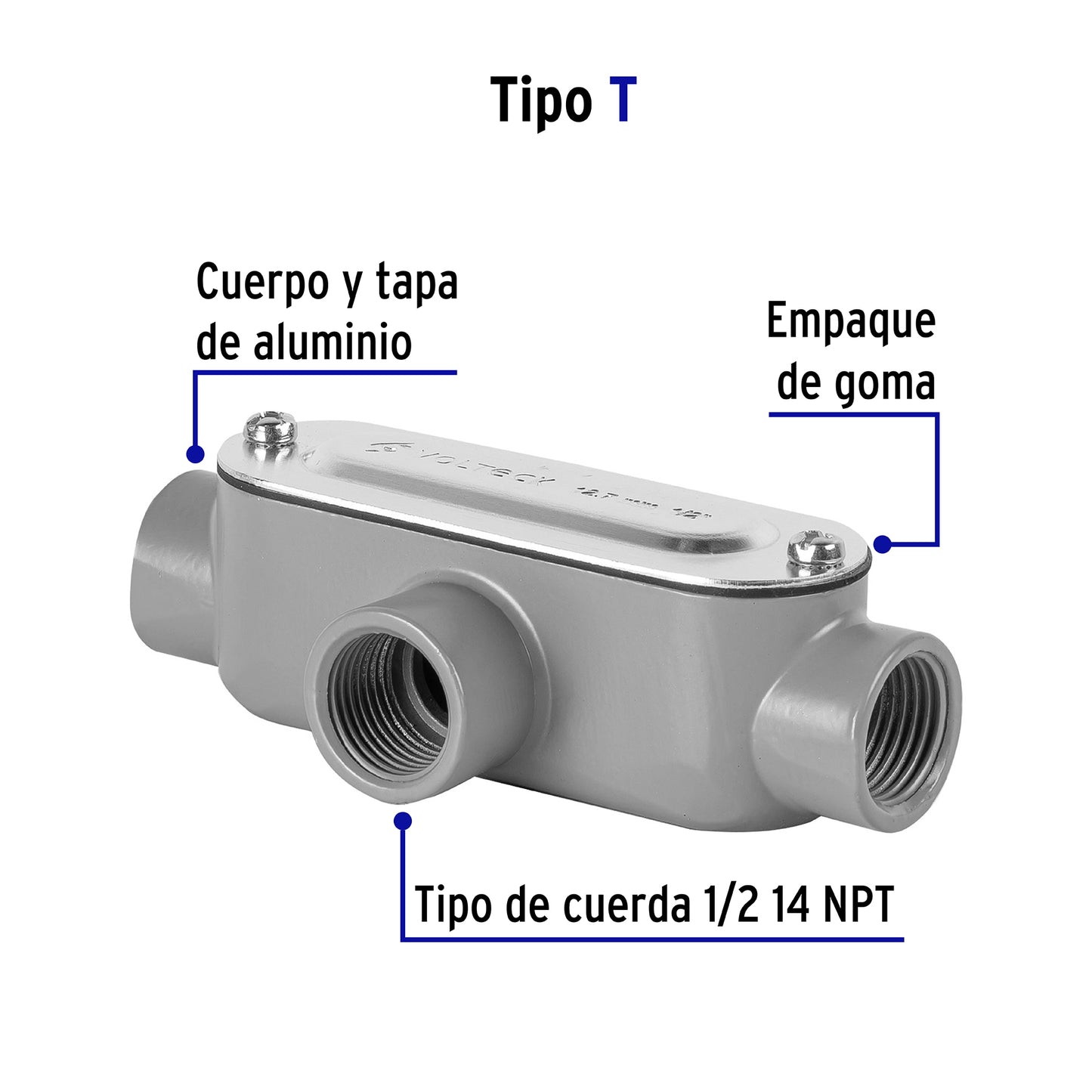 Condulet 1/2' conexión tipo T, Volteck | COLET-1/2-T | 46979