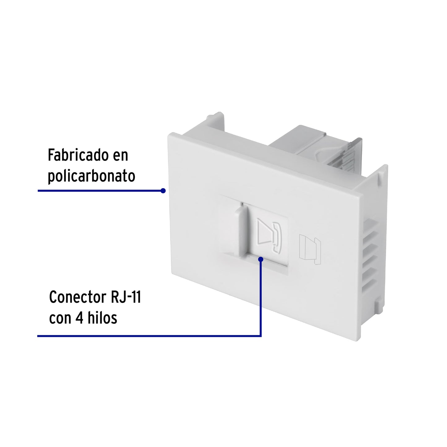 Toma de teléfono, 1.5 módulos, línea Española, color blanco | TE15-EB | 47056