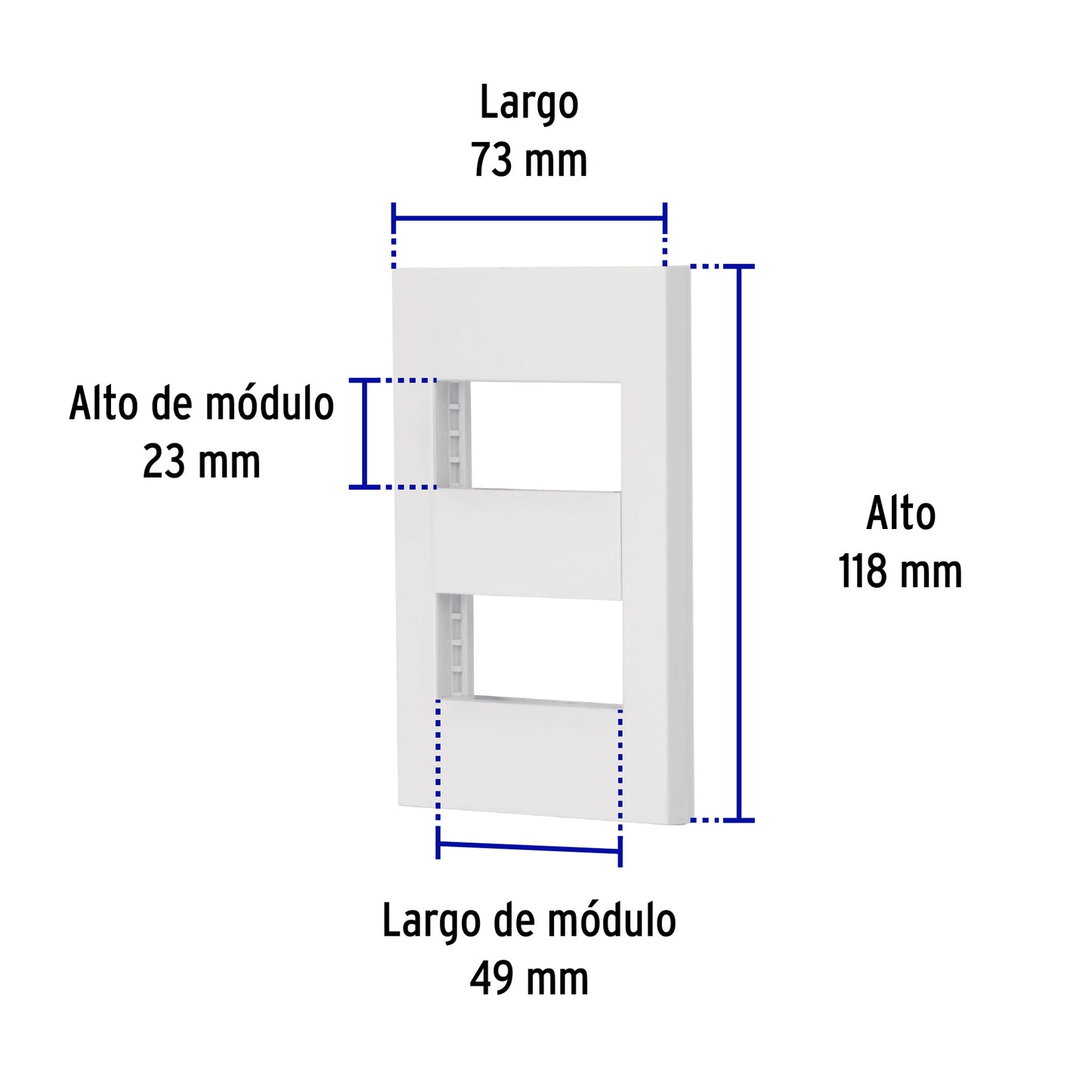 Placa 2 ventanas, 1 módulo, línea Española, color blanco | PPDO-EB | 47063