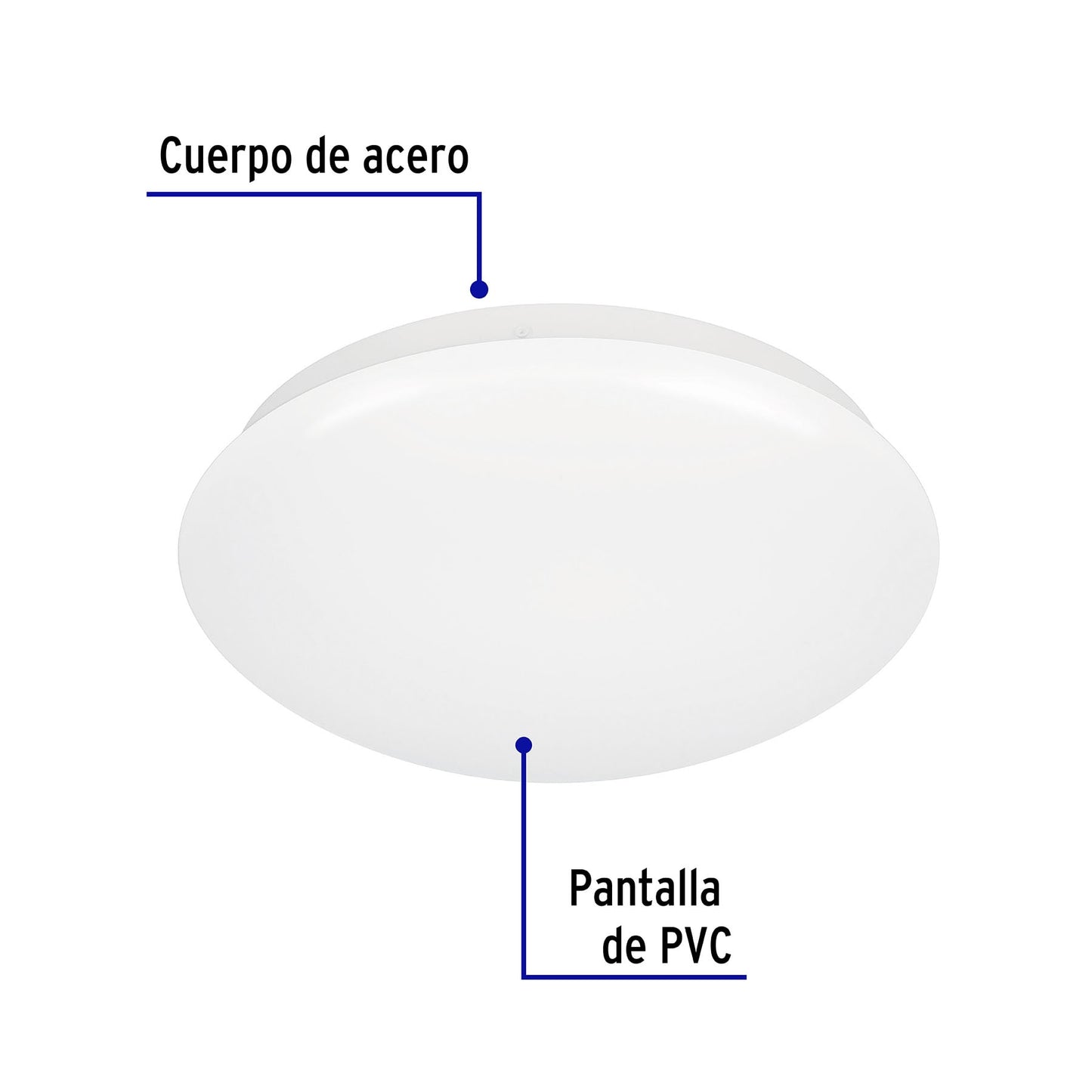 Luminario LED plafón decorativo 15W 6500K, liso, BASIC | PLA-101L | 47375