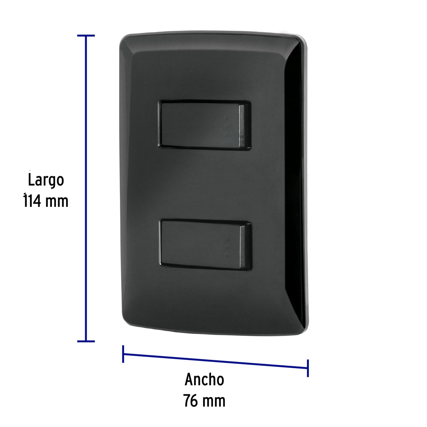 Placa armada, 2 interruptores sencillos,negro,línea Italiana | PA-APDO-IN | 47597