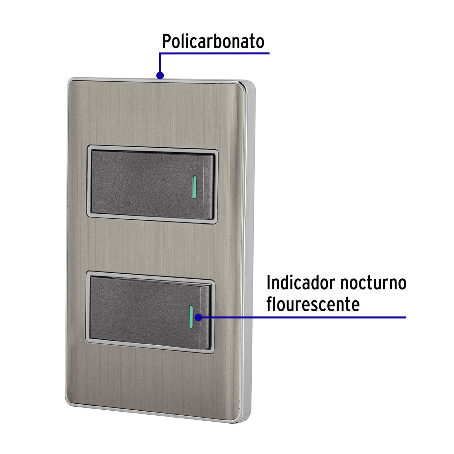 Placa armada acero inox con 2 interruptores 1 módulo, Lisboa | PA-APDO1-LA | 47834
