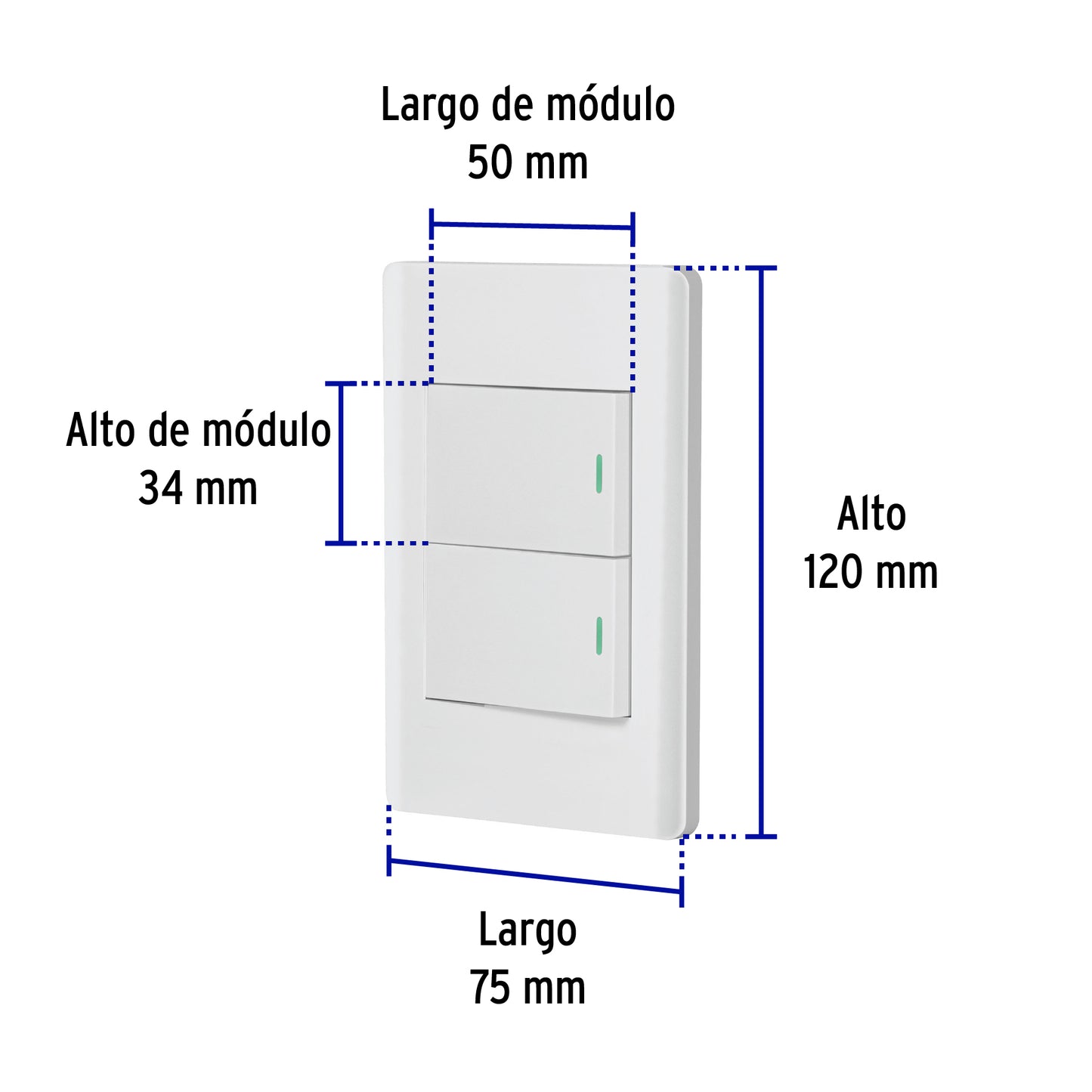 Placa armada blanca 2 interruptores 1.5 módulos, Lisboa | PA-APDO15-LB | 47960