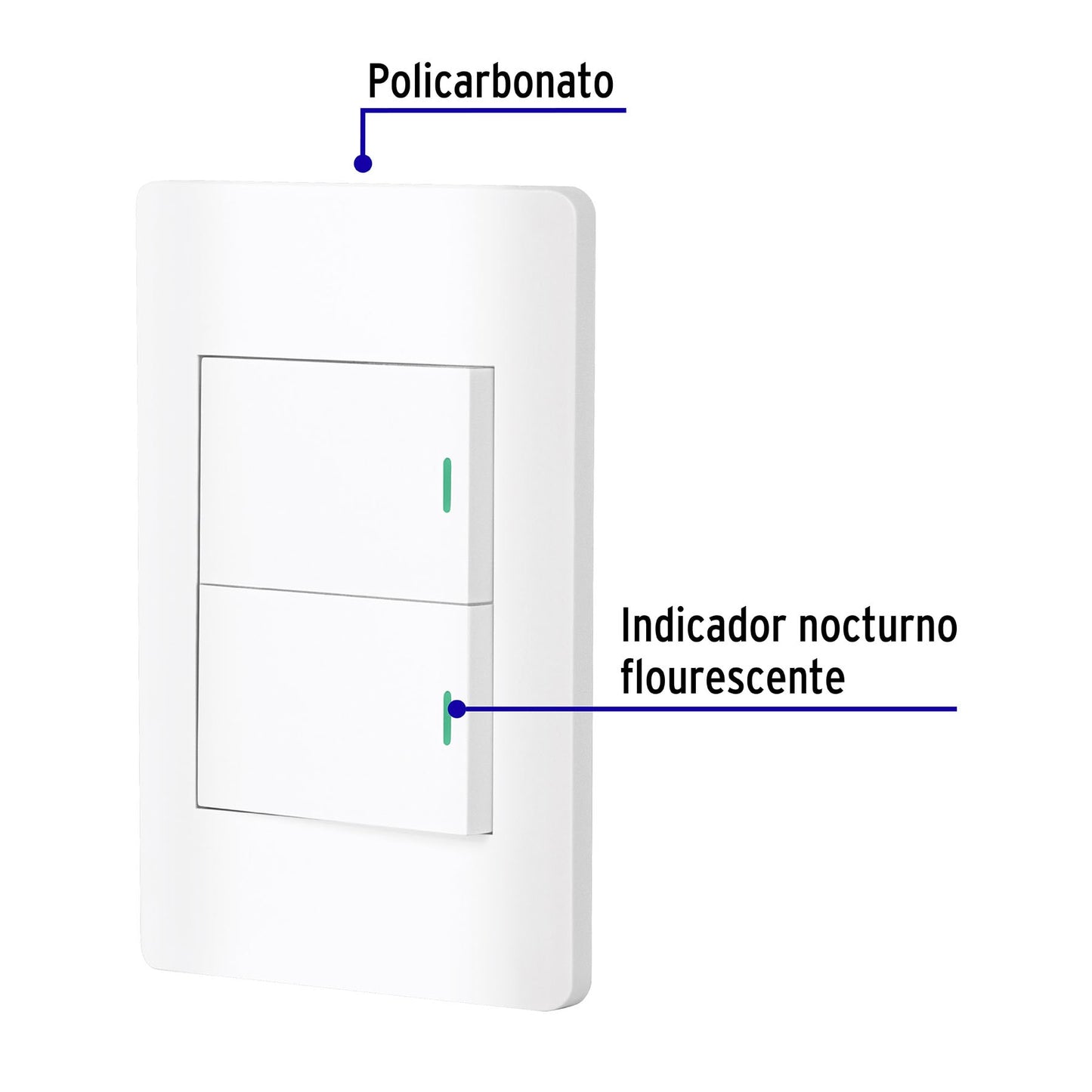 Placa armada blanca 2 interruptores 1.5 módulos, Lisboa | PA-APDO15-LB | 47960