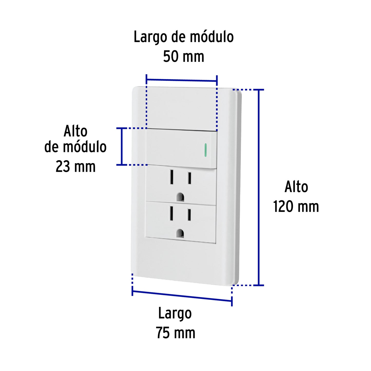Placa armada blanca interruptor y 2 contactos 1 mód, Lisboa | PA-APCO-L3B | 47968