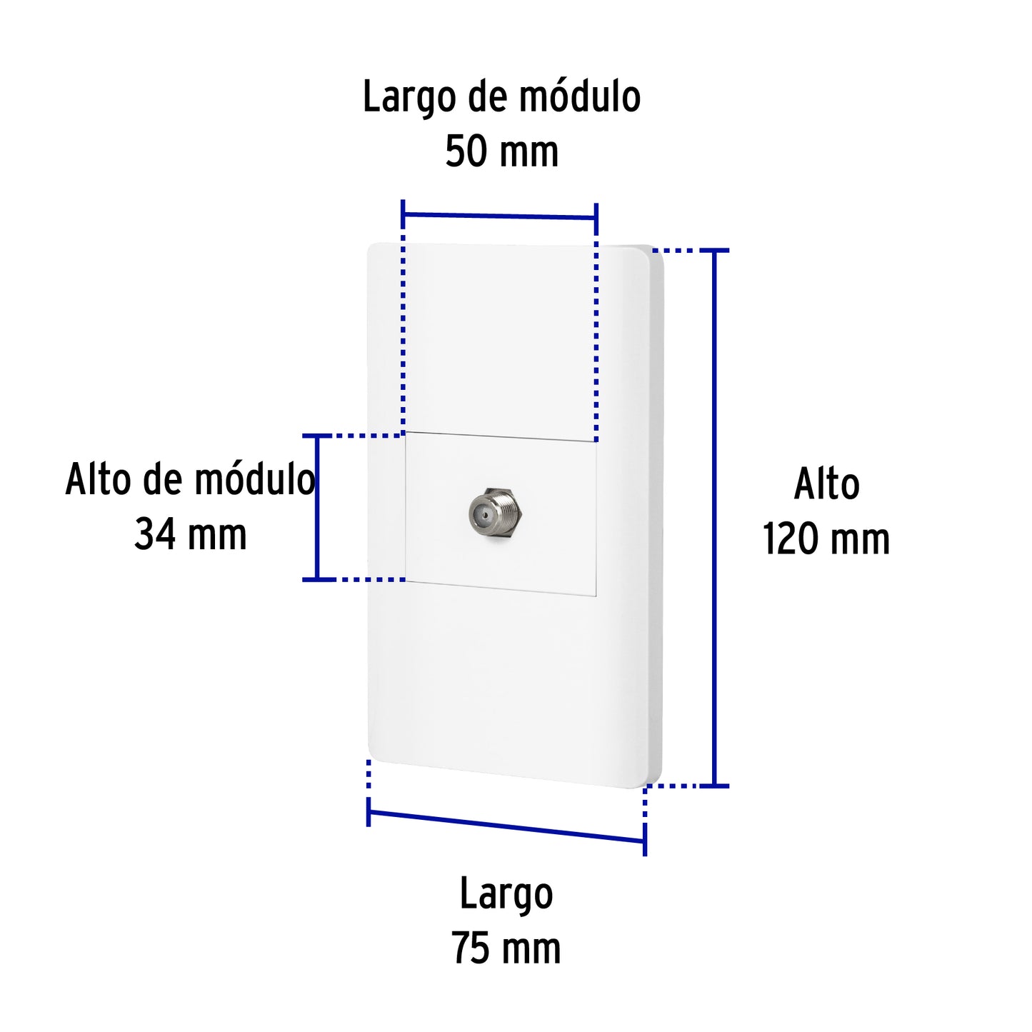 Placa armada blanca 1 toma de TV, 1.5 módulos, Lisboa | PA-TV-LB | 47972