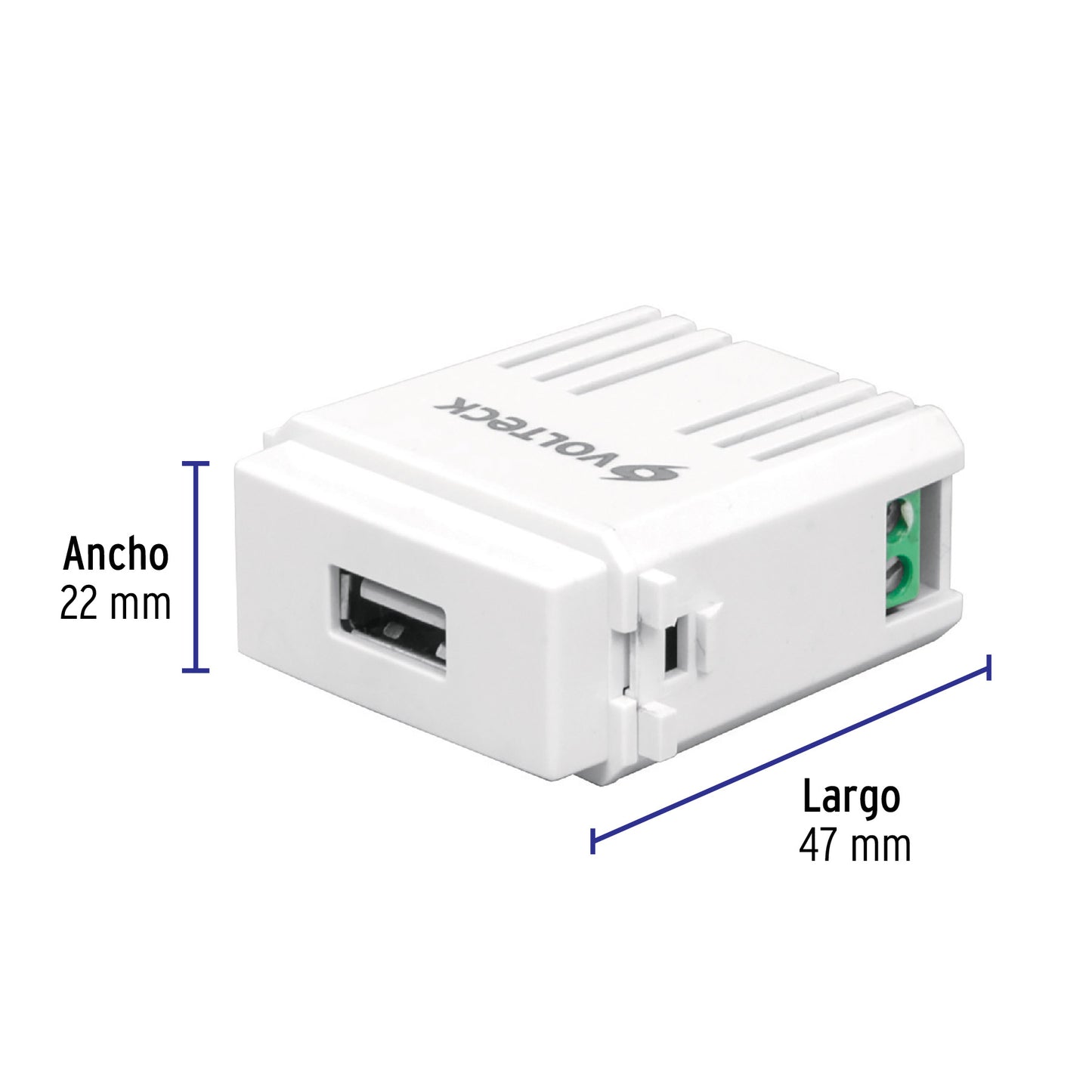 Módulo puerto USB, línea Italiana, color blanco, Volteck | CUSB-IB | 48109