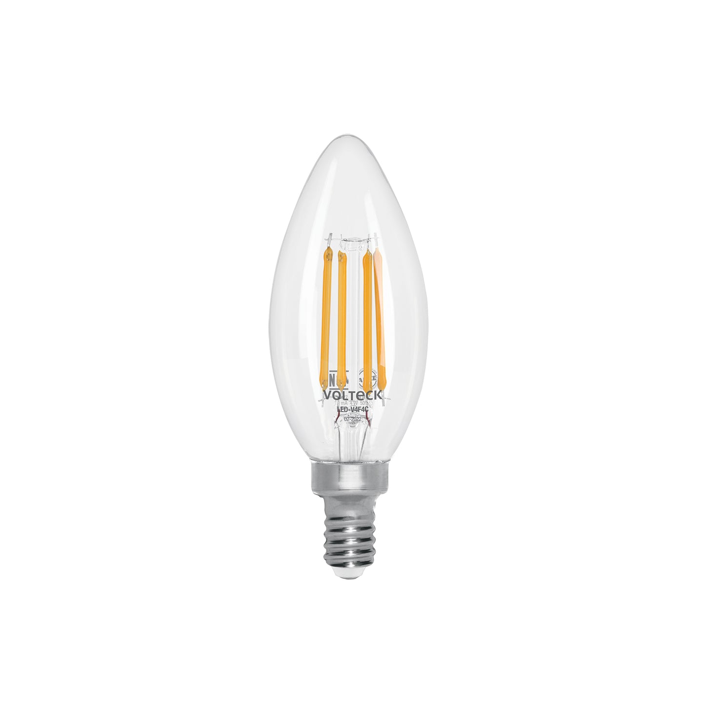 Lámpara LED tipo vela 4 W con filamento base E14 luz cálida | LED-V4F4C | 48254