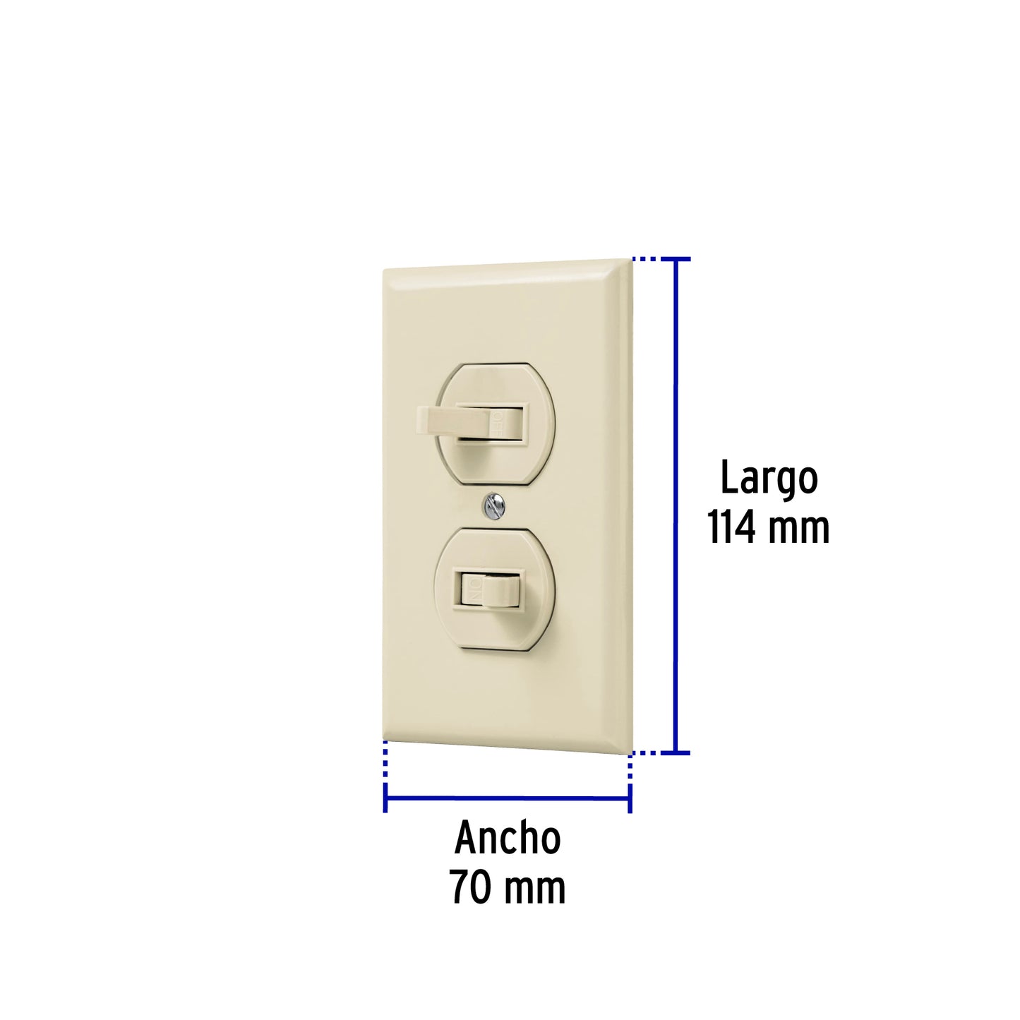 Placa armada 2 interruptores sencillo, línea Standard,marfil | PA-APDO-S | 48492
