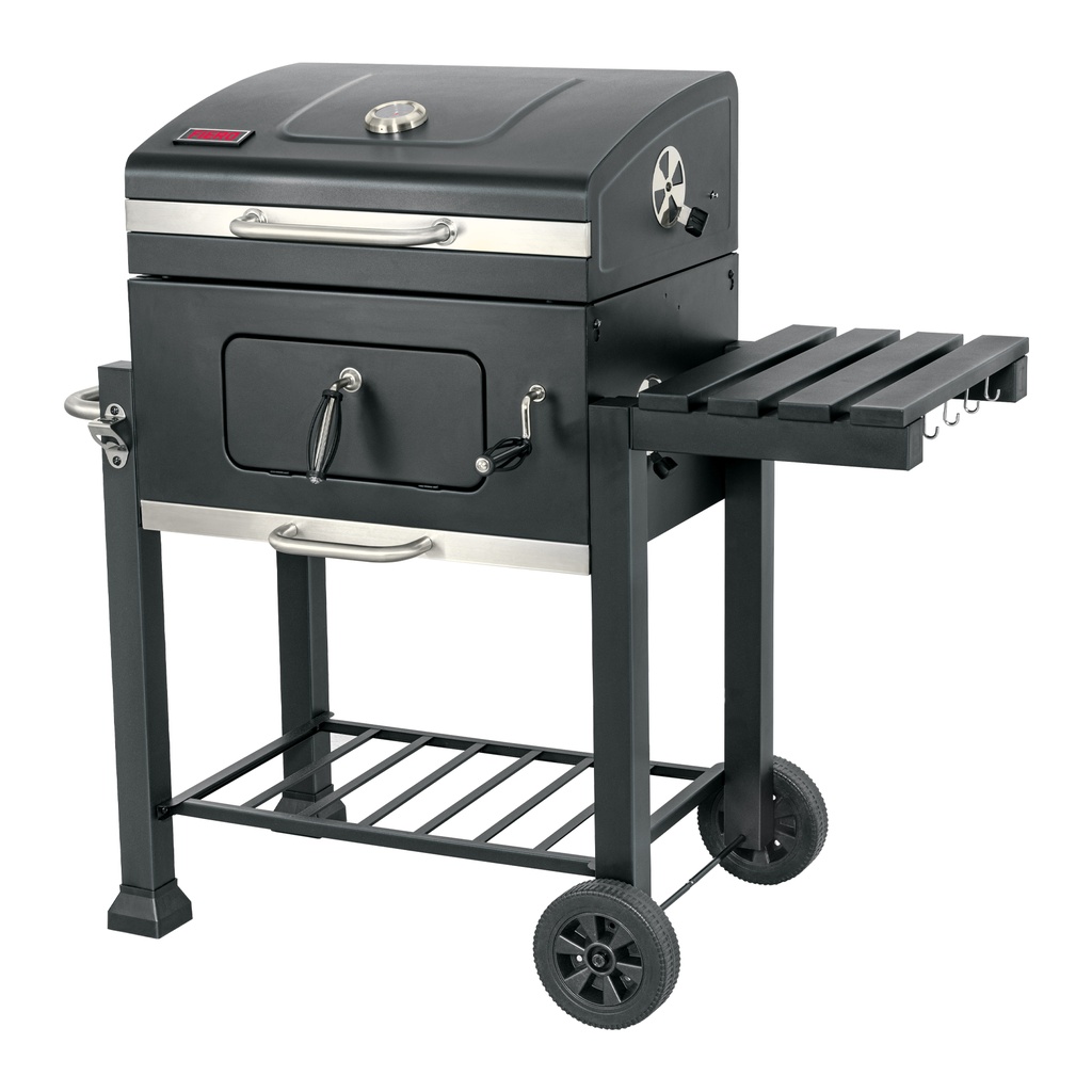 ASCA-24 | Asador de carbón de 24' con tapa, negro, Fiero