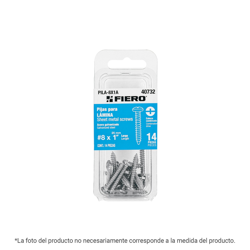 PILA-10X2A | Blíster con 6 pijas para lámina, #10 x 2', FIERO