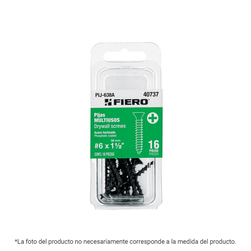 PIJ-863A | Blíster con 8 pijas #8 x 2-1/2' multiusos, FIERO