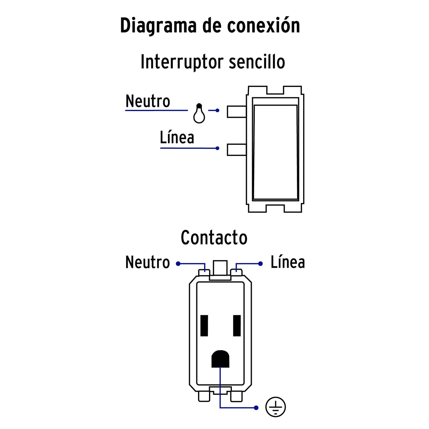 Placa armada contacto e interruptor sencillo, Volteck Basic | PA-APCO-B | 25077