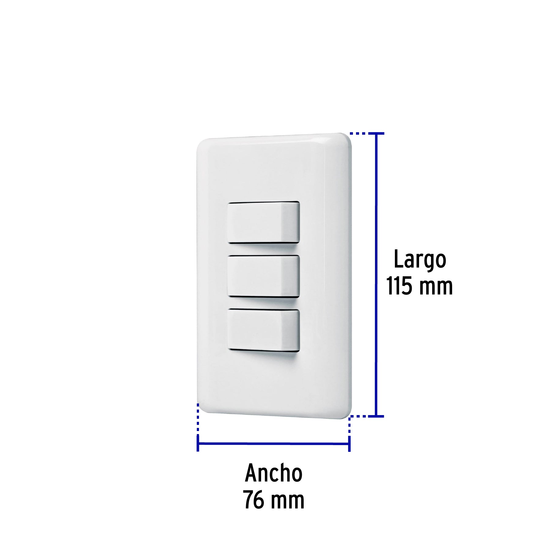 Placa armada con 3 interruptores sencillos, Volteck Basic | PA-APTR-B | 25083