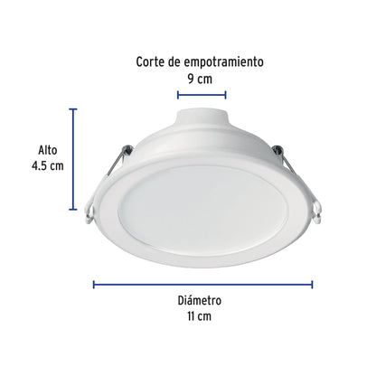 Luminario LED empotrable 7 W 6500 K, redondo, VOLTECK BASIC | EMP-101LB | 25087