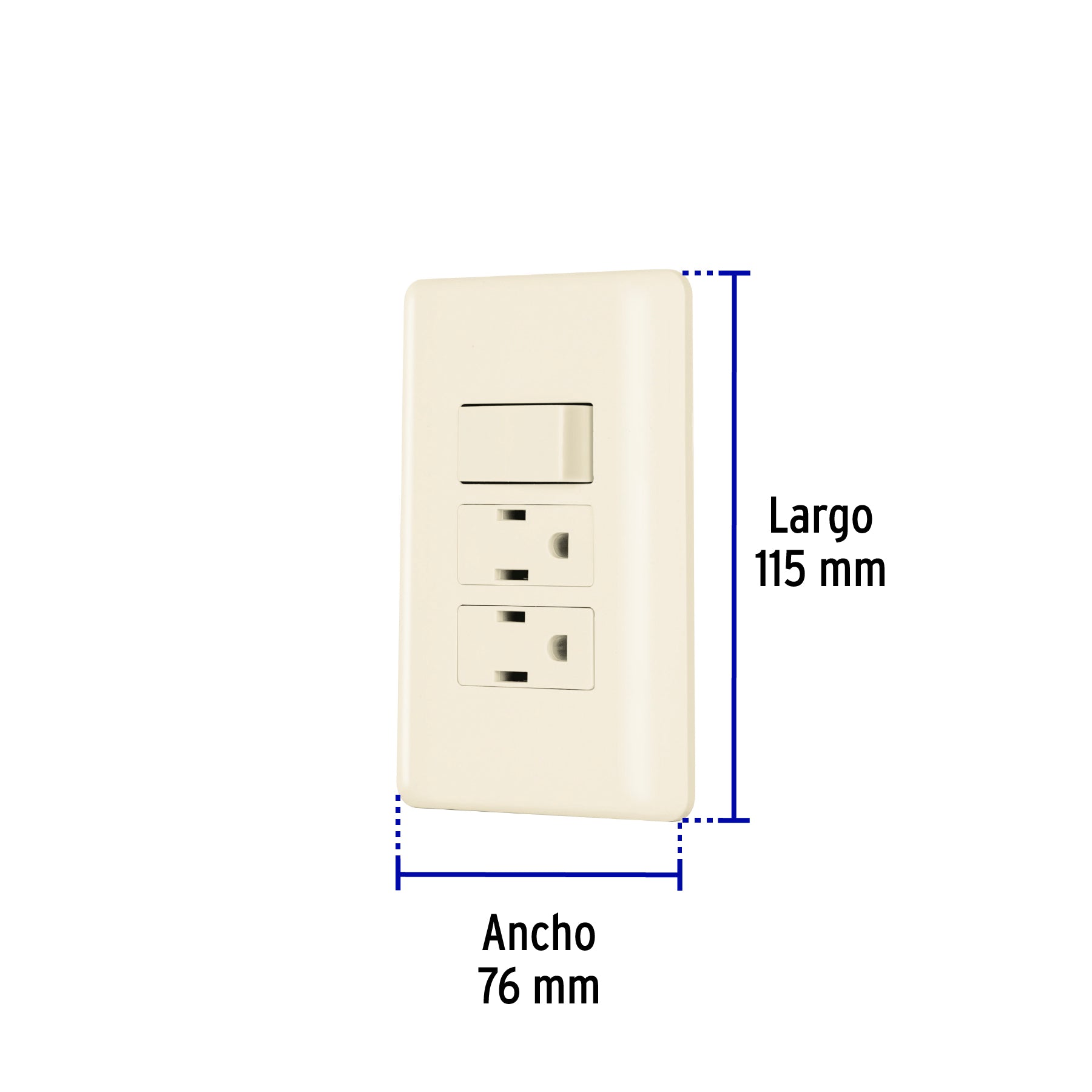 Placa armada interruptor y 2 contactos, marfil, Basic | PA-APCO-B3I | 26633
