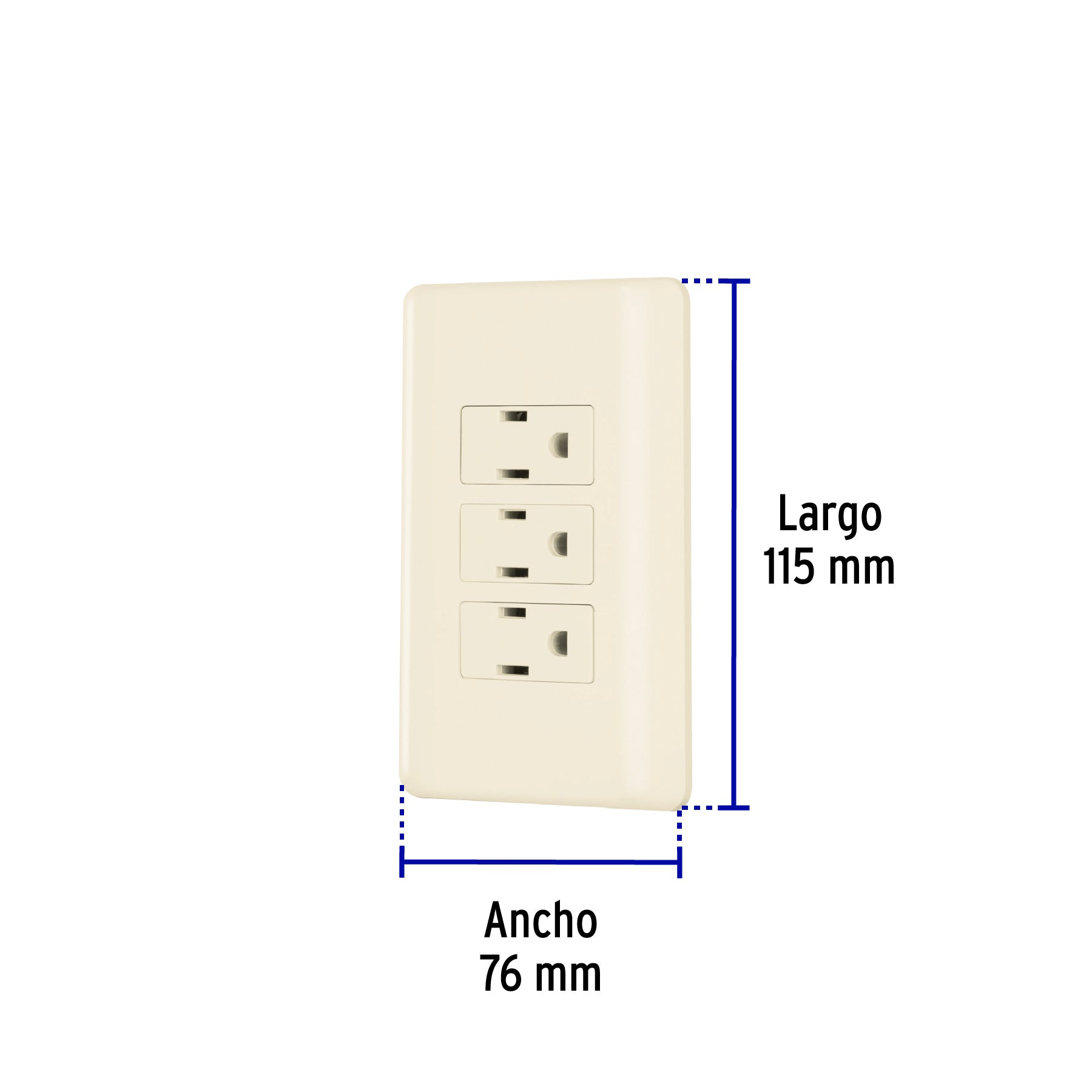 Placa armada 3 contactos aterrizados, marfil, Volteck | PA-COTR-BI | 26636