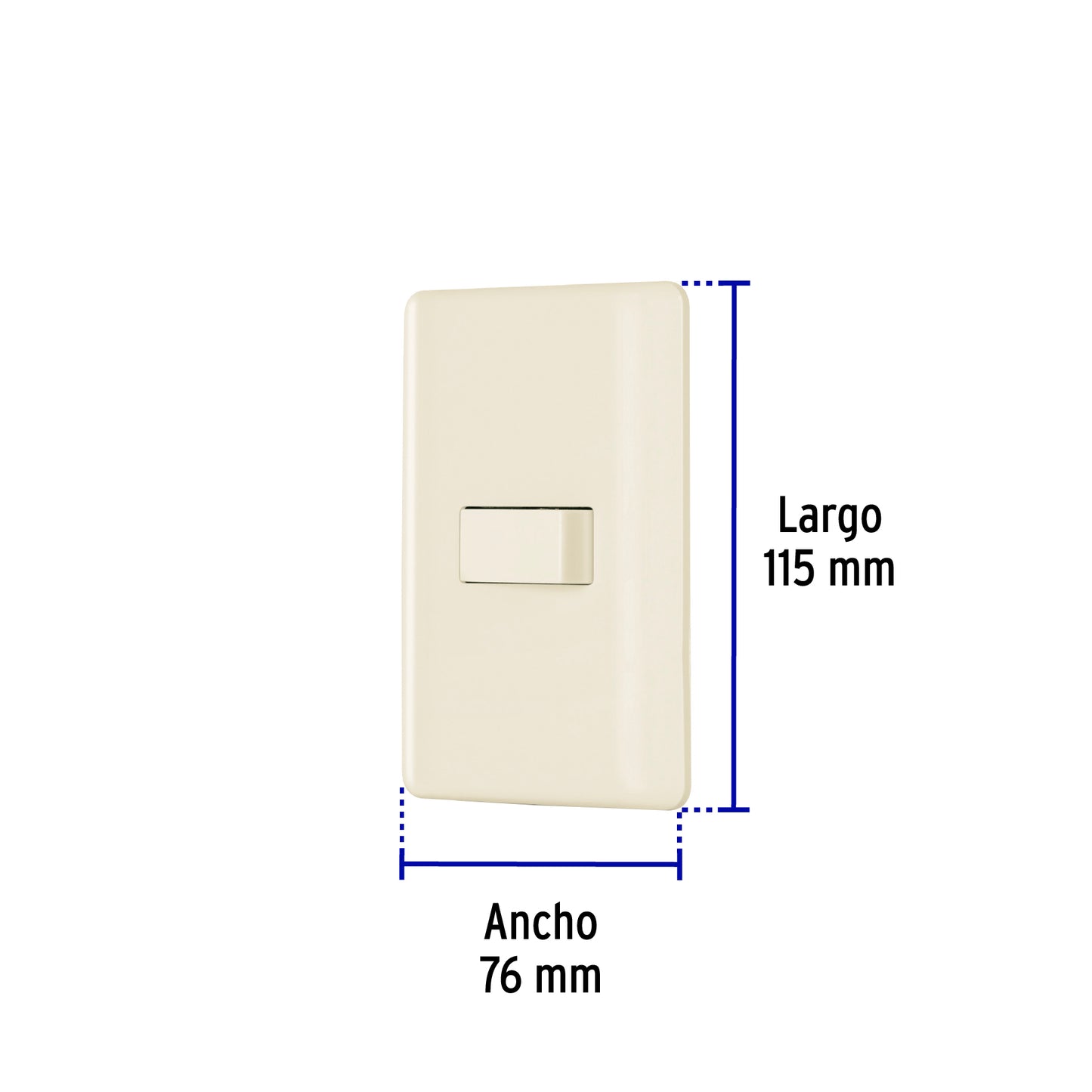 Placa armada 1 interruptor sencillo, marfil, Volteck | PA-APSE-BI | 26642