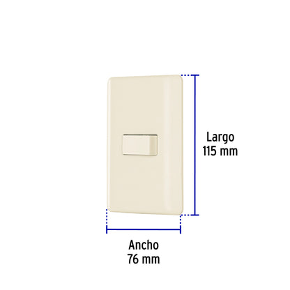 Placa armada 1 interruptor sencillo, marfil, Volteck | PA-APSE-BI | 26642