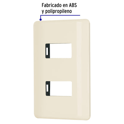 Placa 2 módulos, marfil, línea Volteck Basic | PPDO-BI | 27232