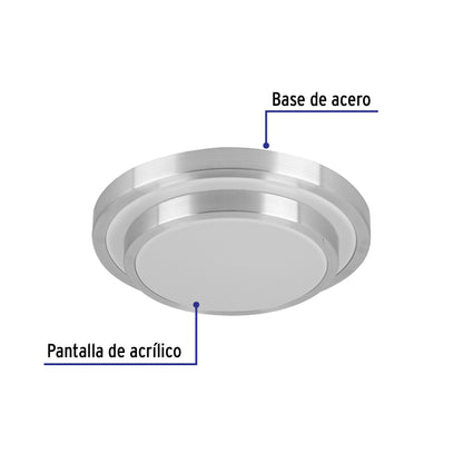 Luminario LED plafón decorativo 18W 6500K, metálico, BASIC | PLA-703L | 29007