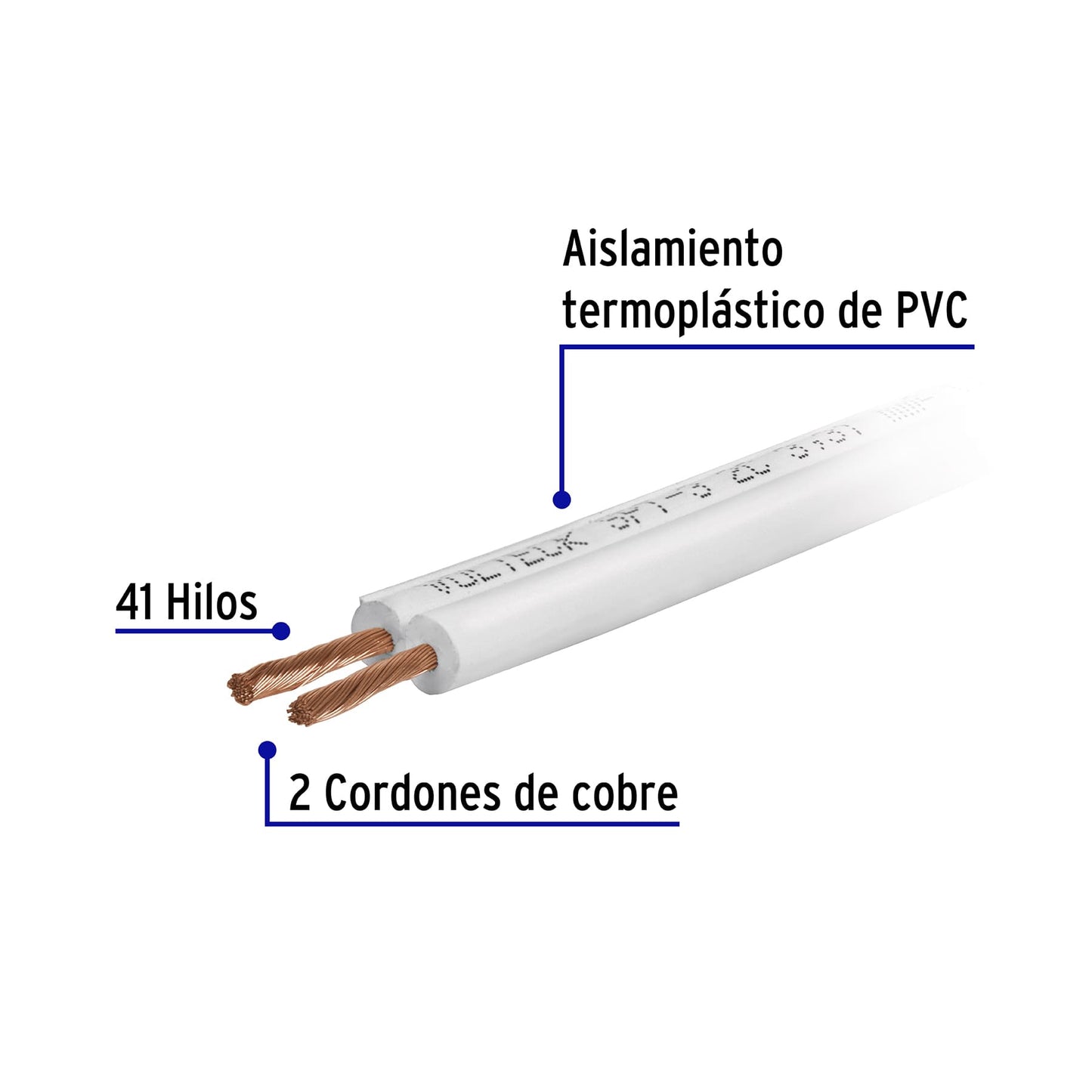 Metro de cordón dúplex flexible SPT 14 AWG en carrete 500 m | CDU-14-500 | 40042