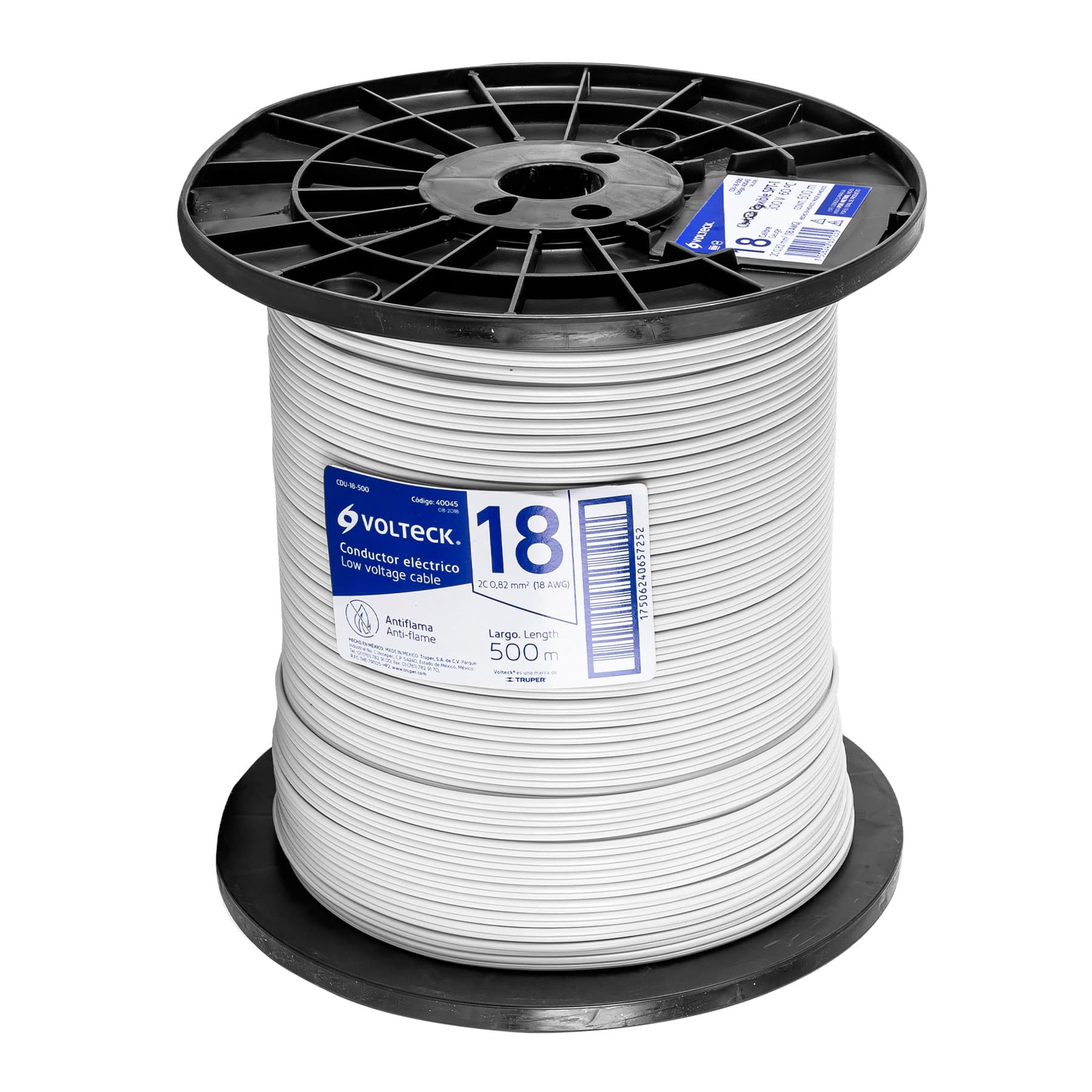Metro de cordón dúplex flexible SPT 18 AWG en carrete 500 m | CDU-18-500 | 40045