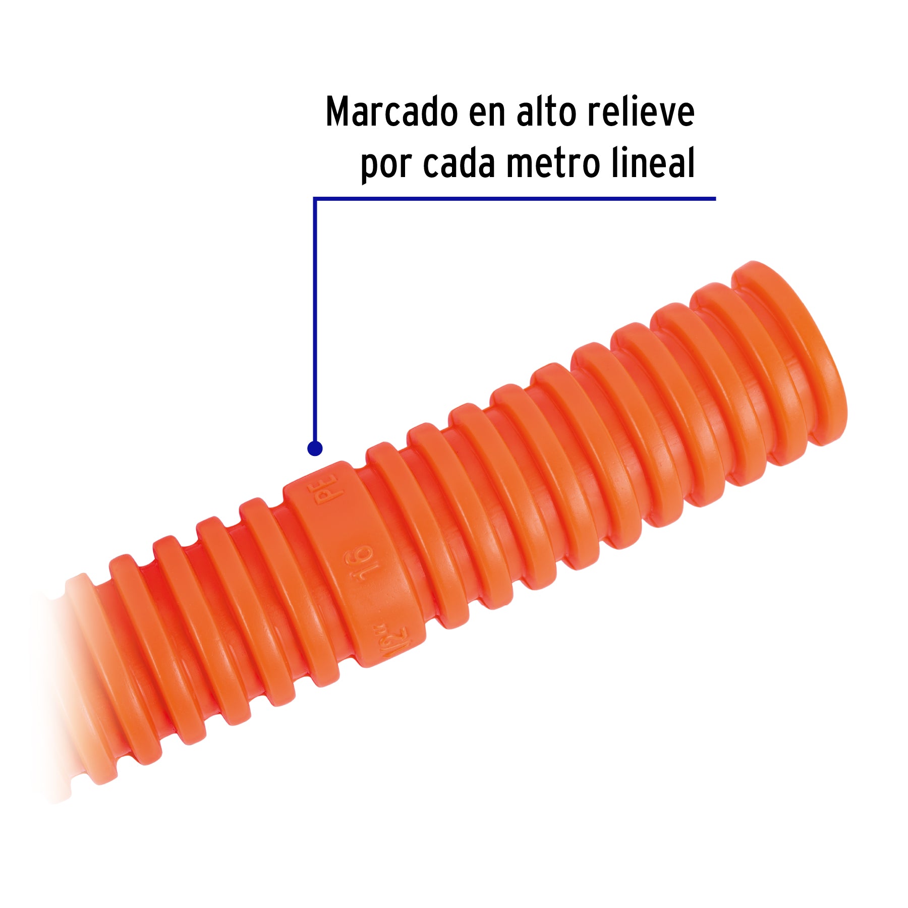 Metro de poliducto 1/2' corrugado flex. s/guía, rollo 50 m | PF-1/2M | 40134