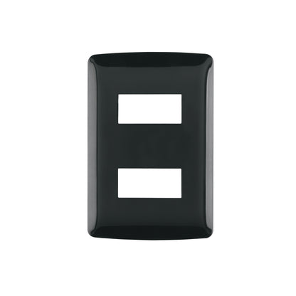 Placa 2 modulos, Italiana, color negro, Volteck | PPDO-IN | 40137