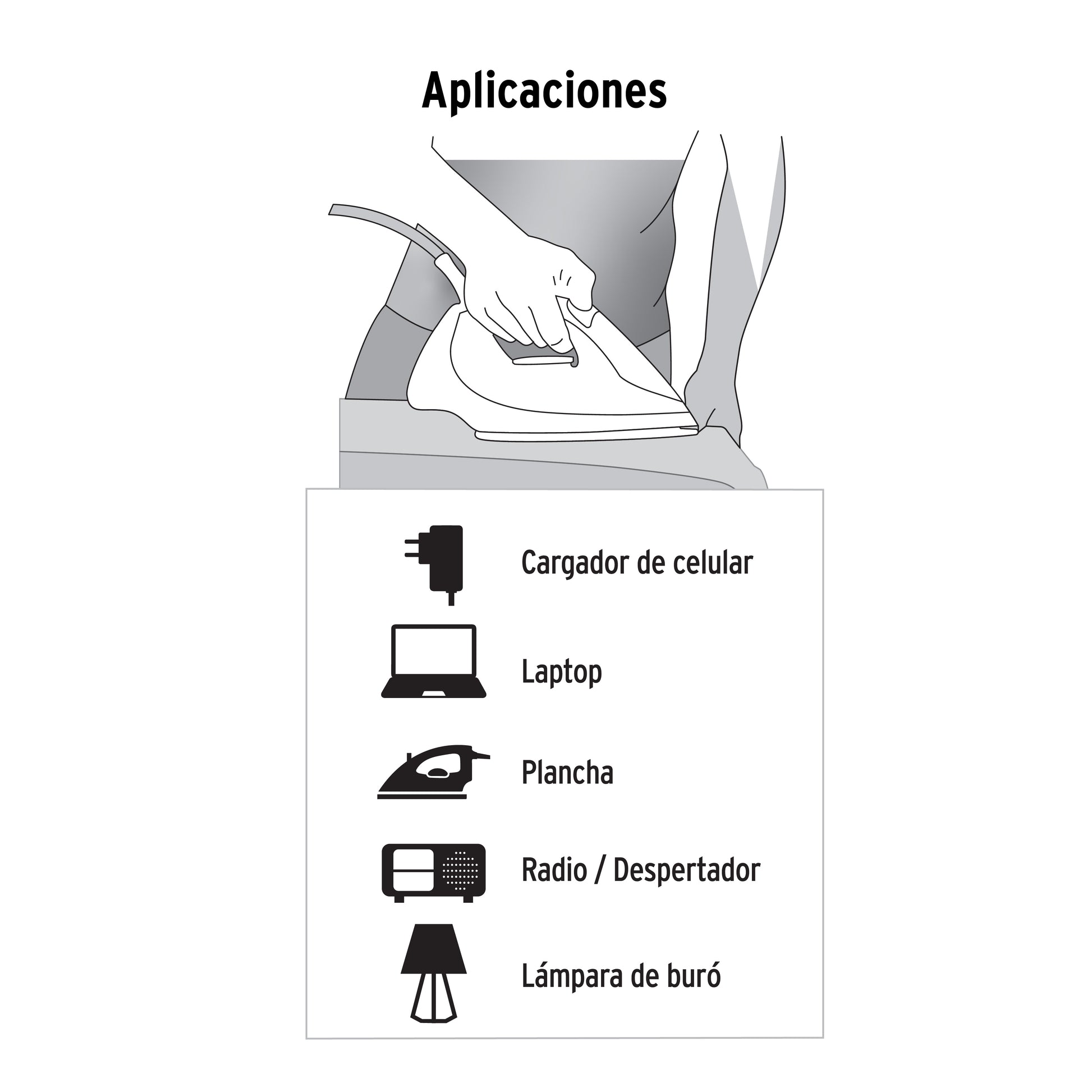 Extensión eléctrica doméstica 6 m clavija recta, blanca | ED-6BR | 40155