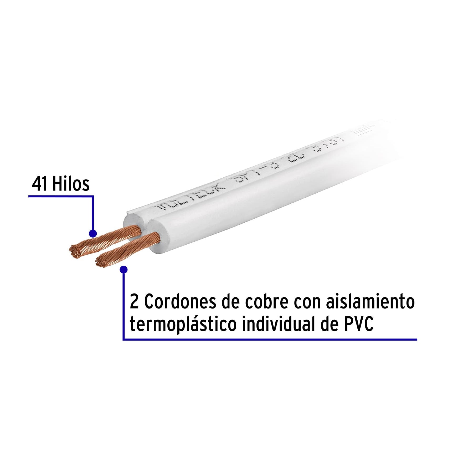 Carrete con 10 m cordón dúplex flexible SPT 14 AWG, Volteck | CDU-14-10 | 40200