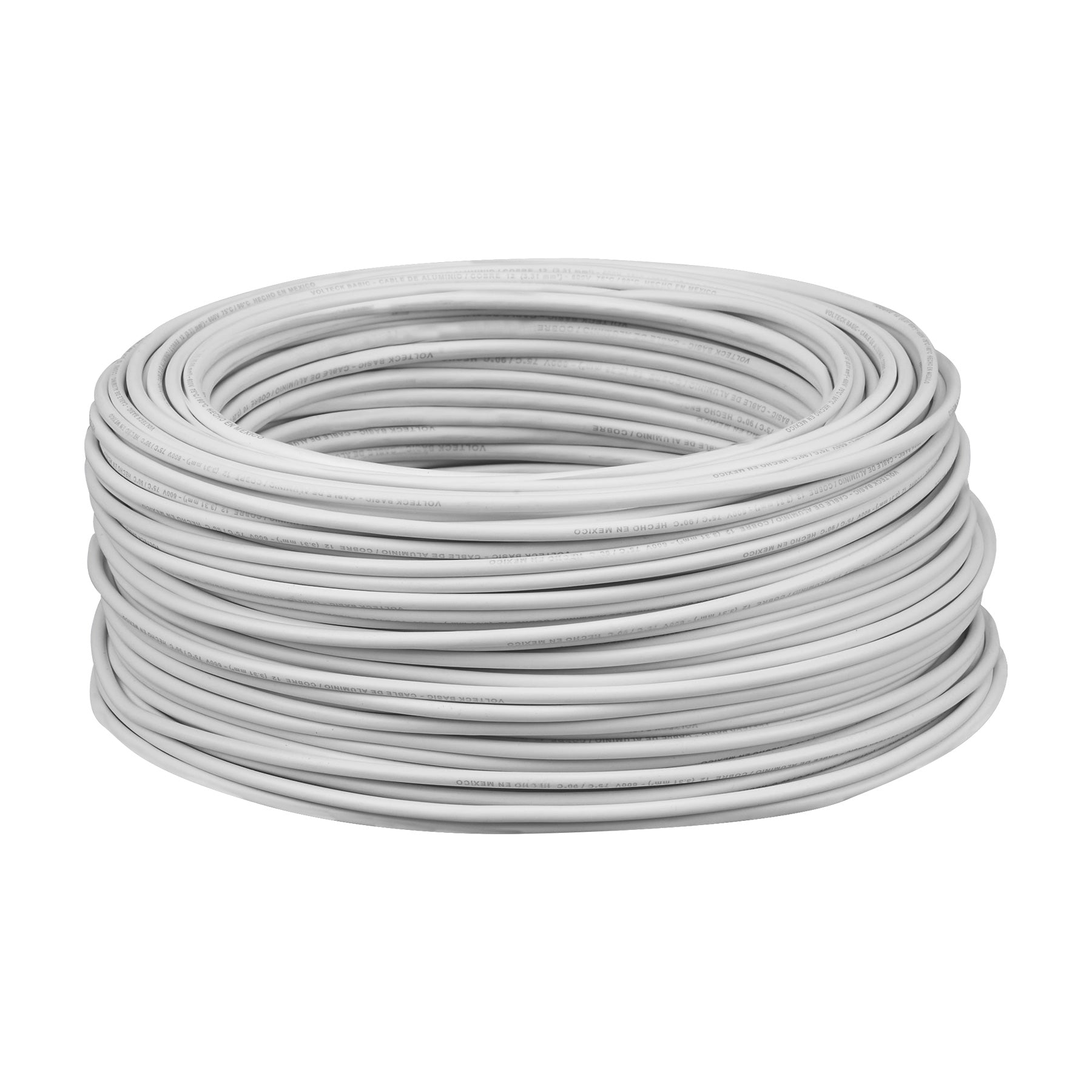Rollo de 100 metros de cable THW CCA 12 AWG blanco, Basic | CCA-12B | 40212