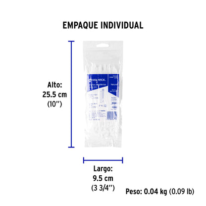 Bolsa con 100 cinchos plásticos 18 lb, 150x2.5 mm, naturales | CIN-1815 | 44301