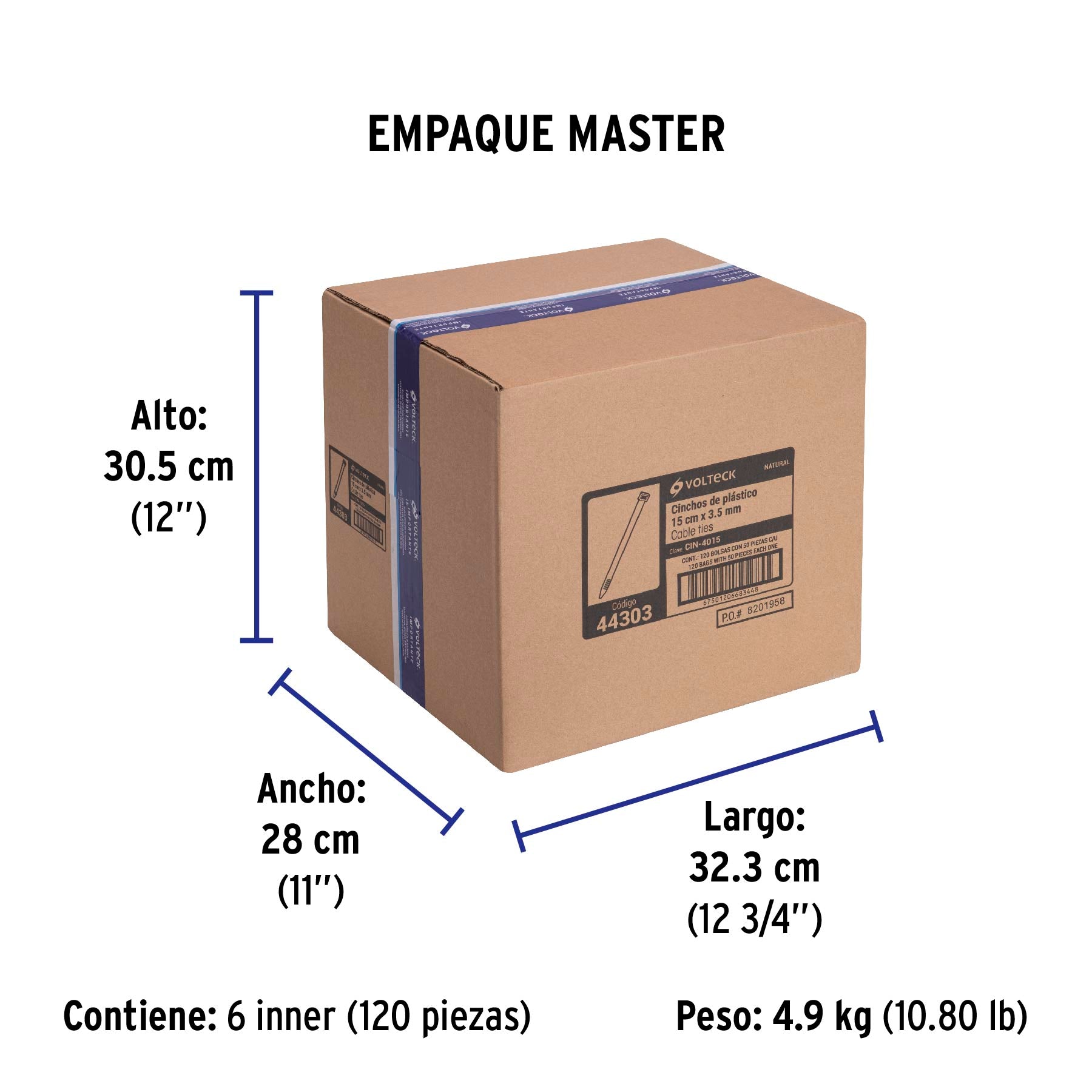 Bolsa con 50 cinchos plásticos 40 lb, 150x3.5 mm, naturales | CIN-4015 | 44303
