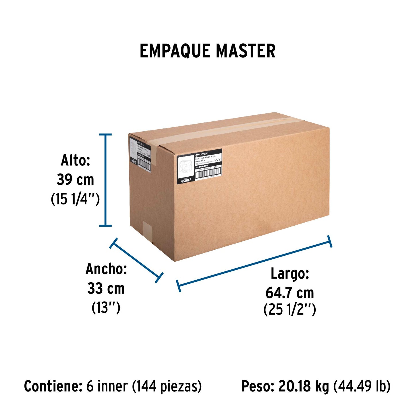 Caja cuadrada 4' x 4' económica, Volteck | CCH-4X4E | 45007