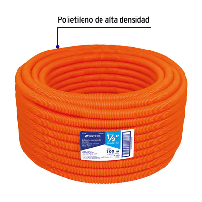 Metro de poliducto 1/2' corrugado flex. s/guía, rollo 100 m | PF-1/2 | 45018
