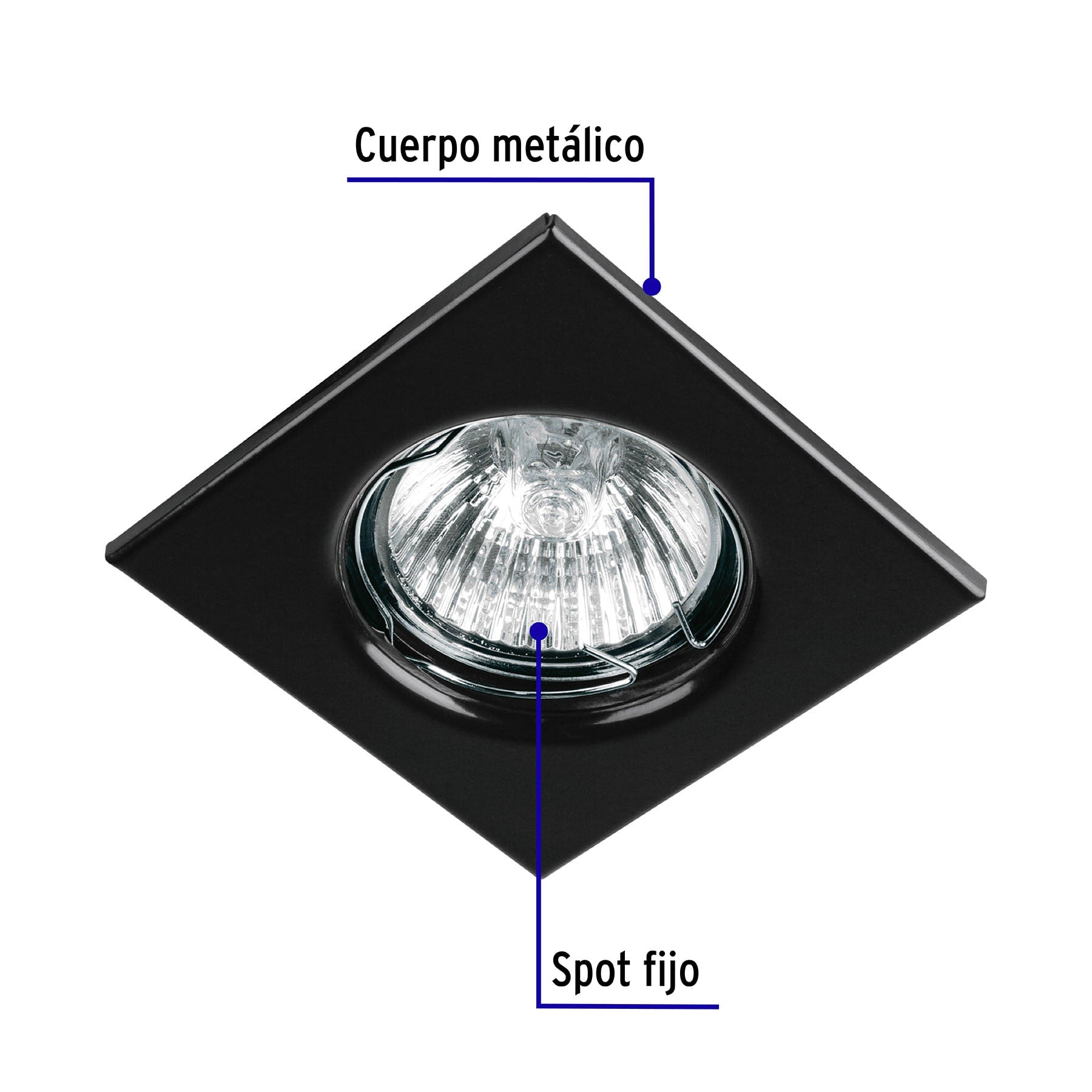 Luminario cuadrado negro spot fijo, lámpara no incluida | EMP-111S | 45567