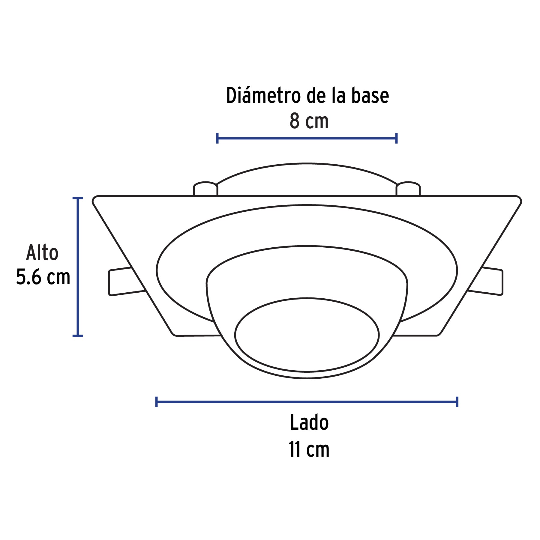 Luminario cuadrado negro spot esférico, lámpara no incluida | EMP-117S | 45570