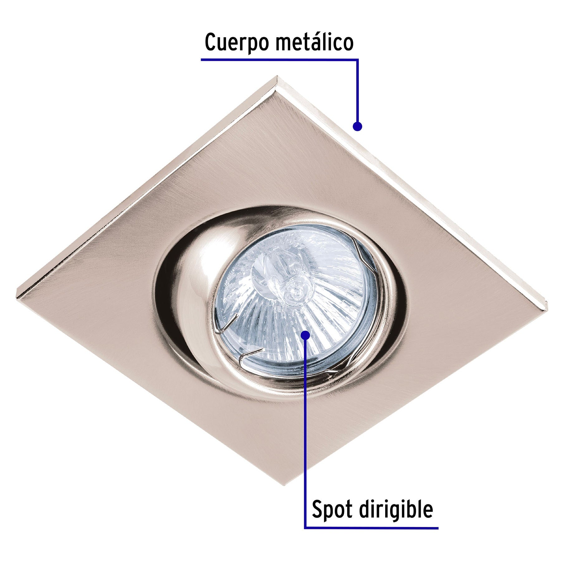 Luminario cuadrado satín spot esférico, lámpara no incluida | EMP-118S | 45571