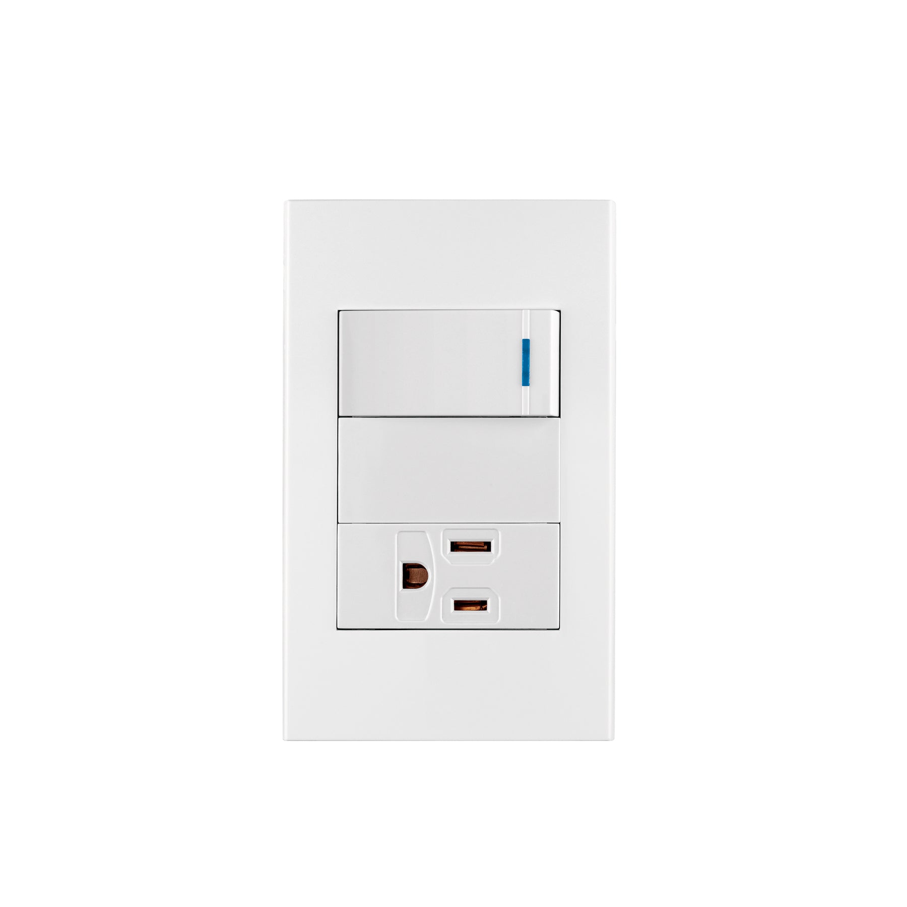 Placa armada 1 interruptor,1 contacto,1mod, Española, blanco | PA-APCO1-EB | 45590