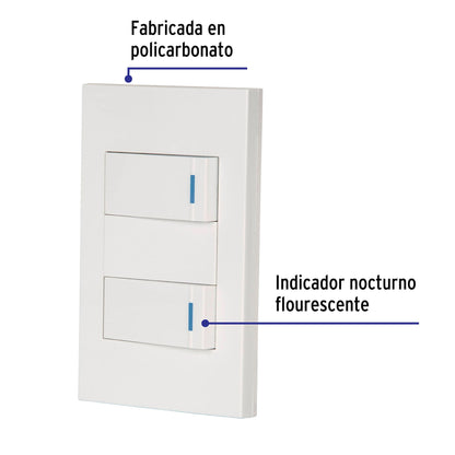 Placa armada 2 interruptores, 1 módulo, Española, blanco | PA-APDO1-EB | 45596