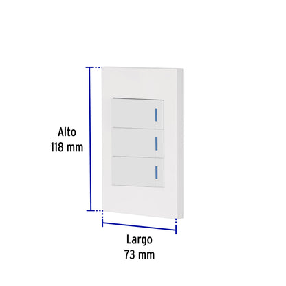 Placa armada 3 interruptores, 1 módulo, Española, blanco | PA-APTR-EB | 45599