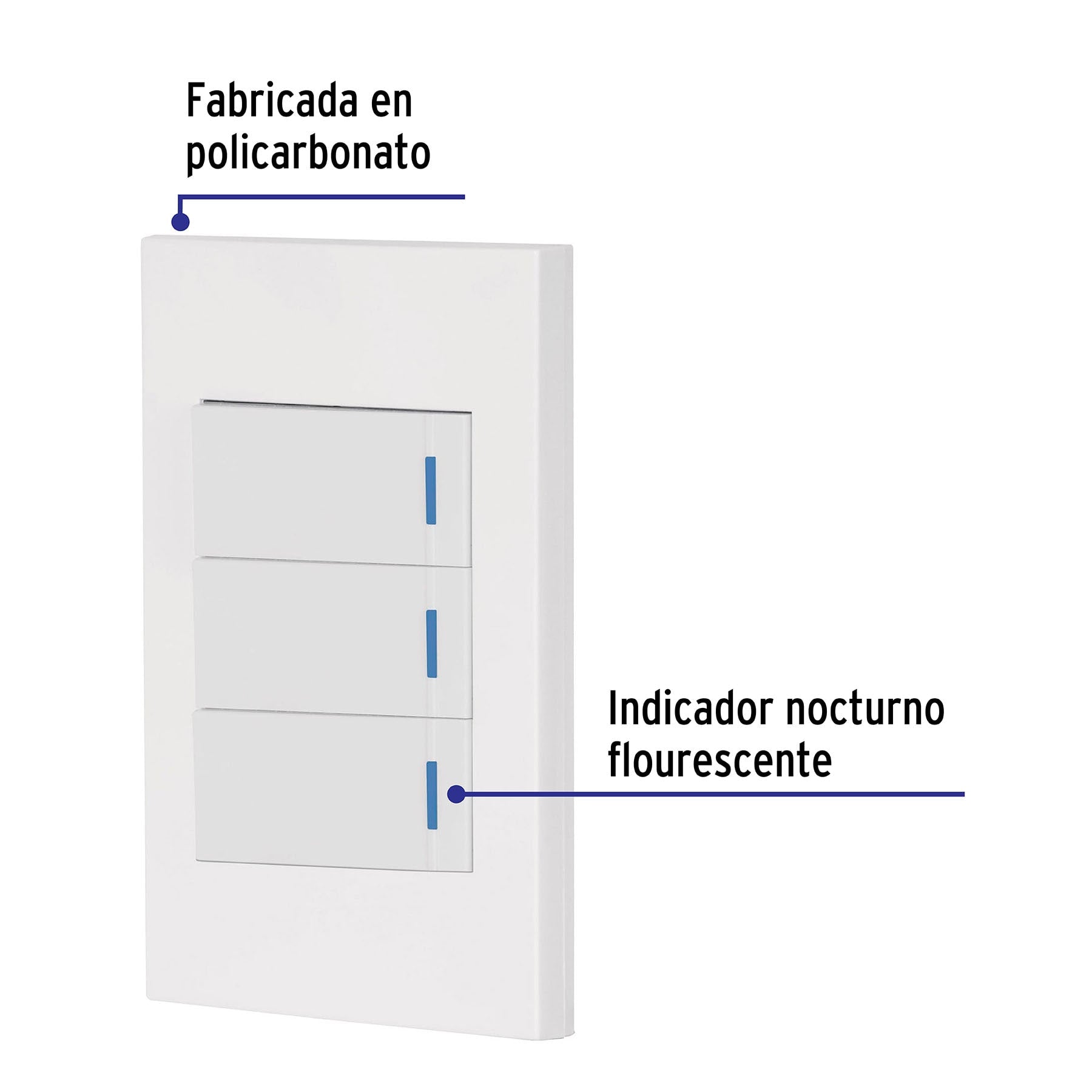 Placa armada 3 interruptores, 1 módulo, Española, blanco | PA-APTR-EB | 45599