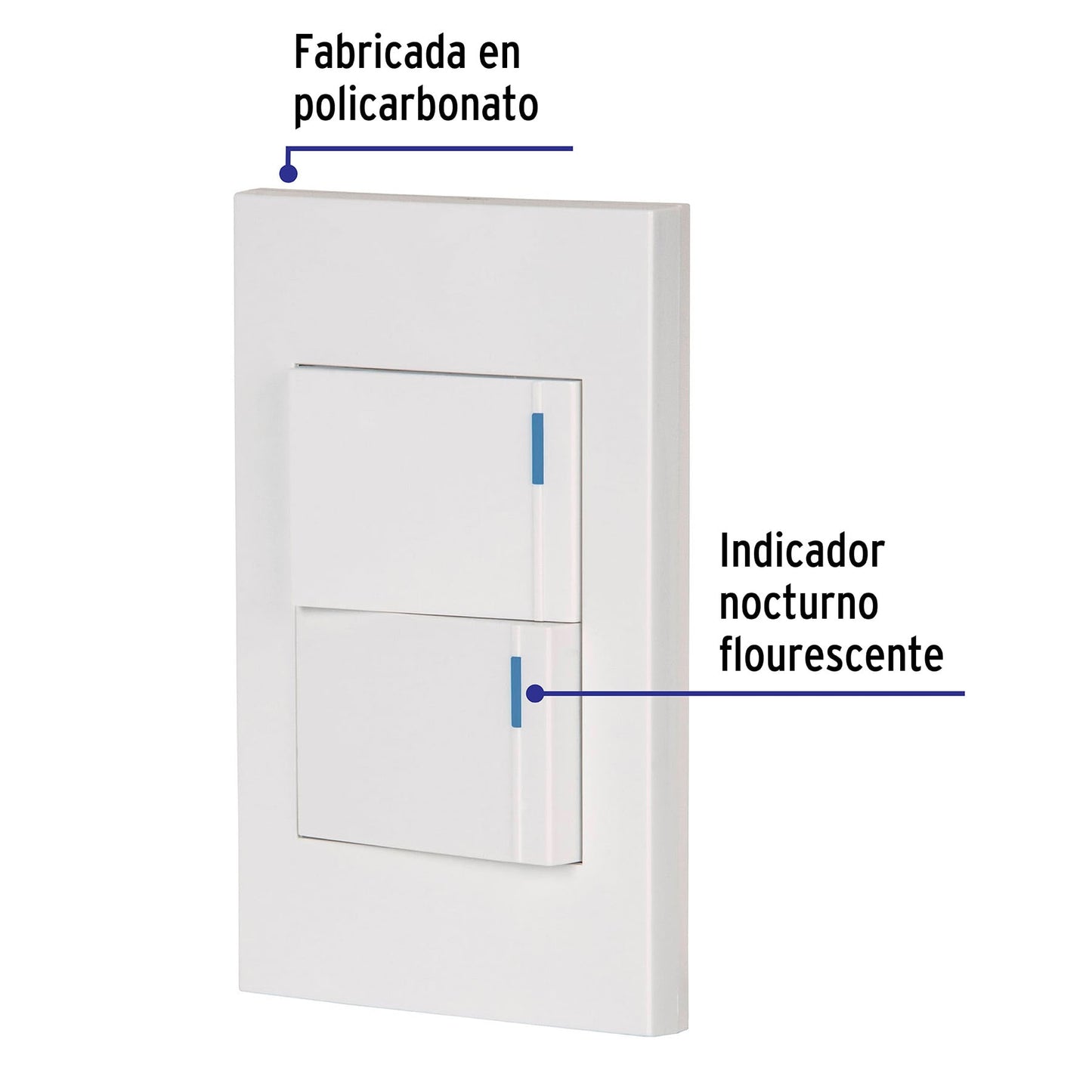 Placa armada 2interruptores 1de 3vías,1.5mod,Española blanco | PA-APDO15-EEB | 45601