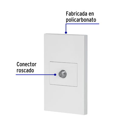 Placa armada 1 toma de TV, 1.5 módulos, Española, blanco | PA-TV-EB | 45605