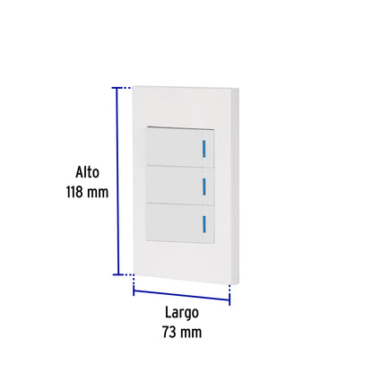 Placa armada 3 interruptores 1de 3vías,1 mod,Española,blanco | PA-APTR-EEB | 45606