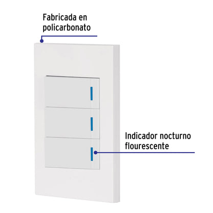 Placa armada 3 interruptores 1de 3vías,1 mod,Española,blanco | PA-APTR-EEB | 45606