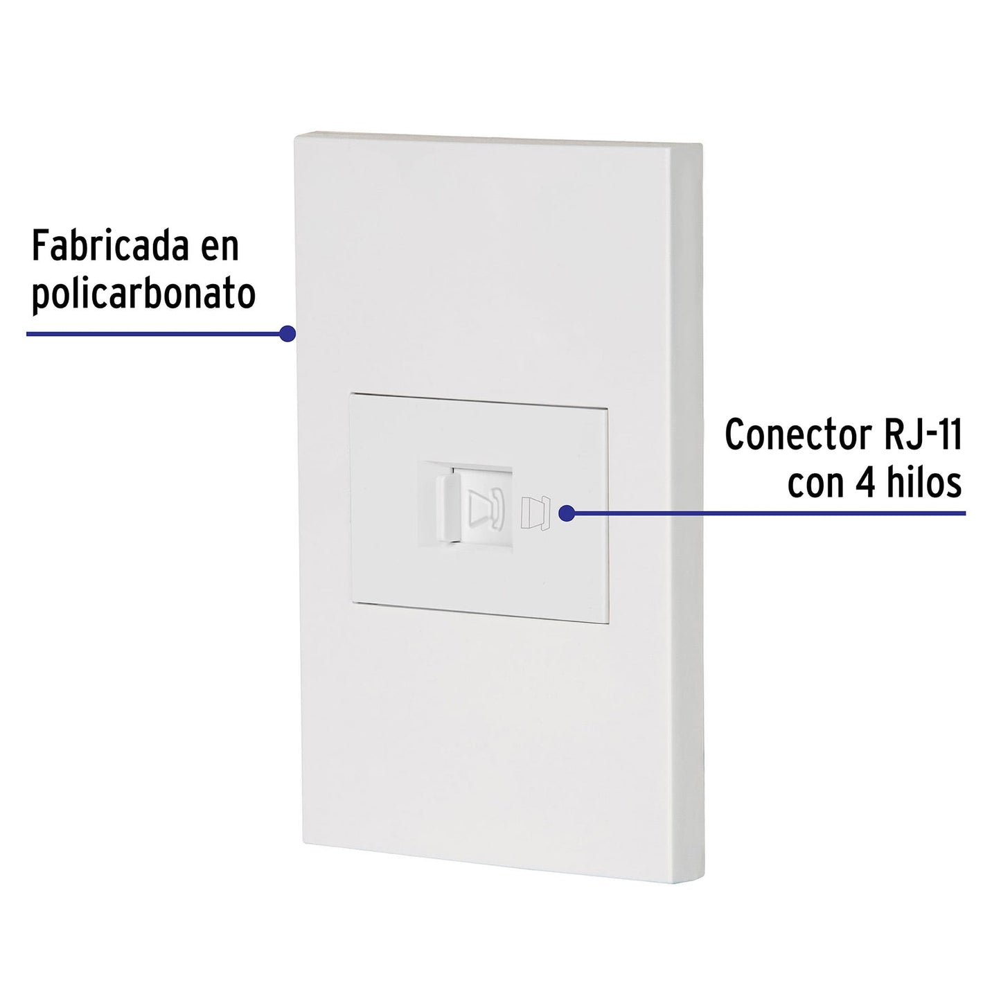 Placa armada 1 toma para teléfono, 1.5 mod, Española, blanco | PA-TE-EB | 45607